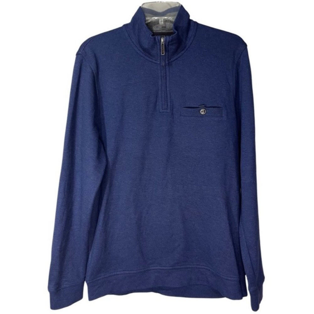 TED BAKER Men's Funnel 1/4 Zip Wool Blend Buttoned Sweater Pocket Size 3 Small